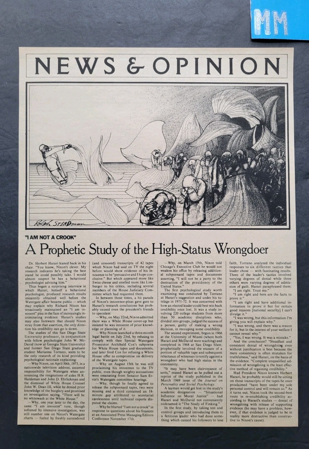 Ralph Steadman Cartoon News & Opinion Magazine Page Clipping 1974