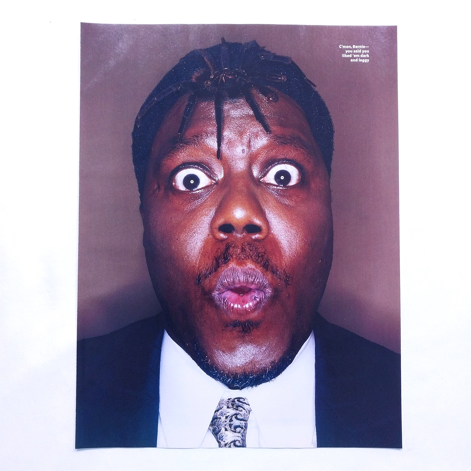 2002 Bernie Mac Tarantula On Head Vintage Magazine Print Y2K Funny Headshot