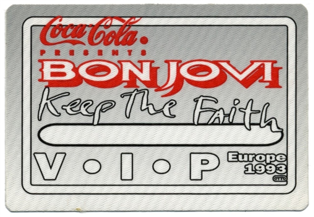 Bon Jovi 1993 Keep the Faith concert tour VIP Guest Backstage Pass