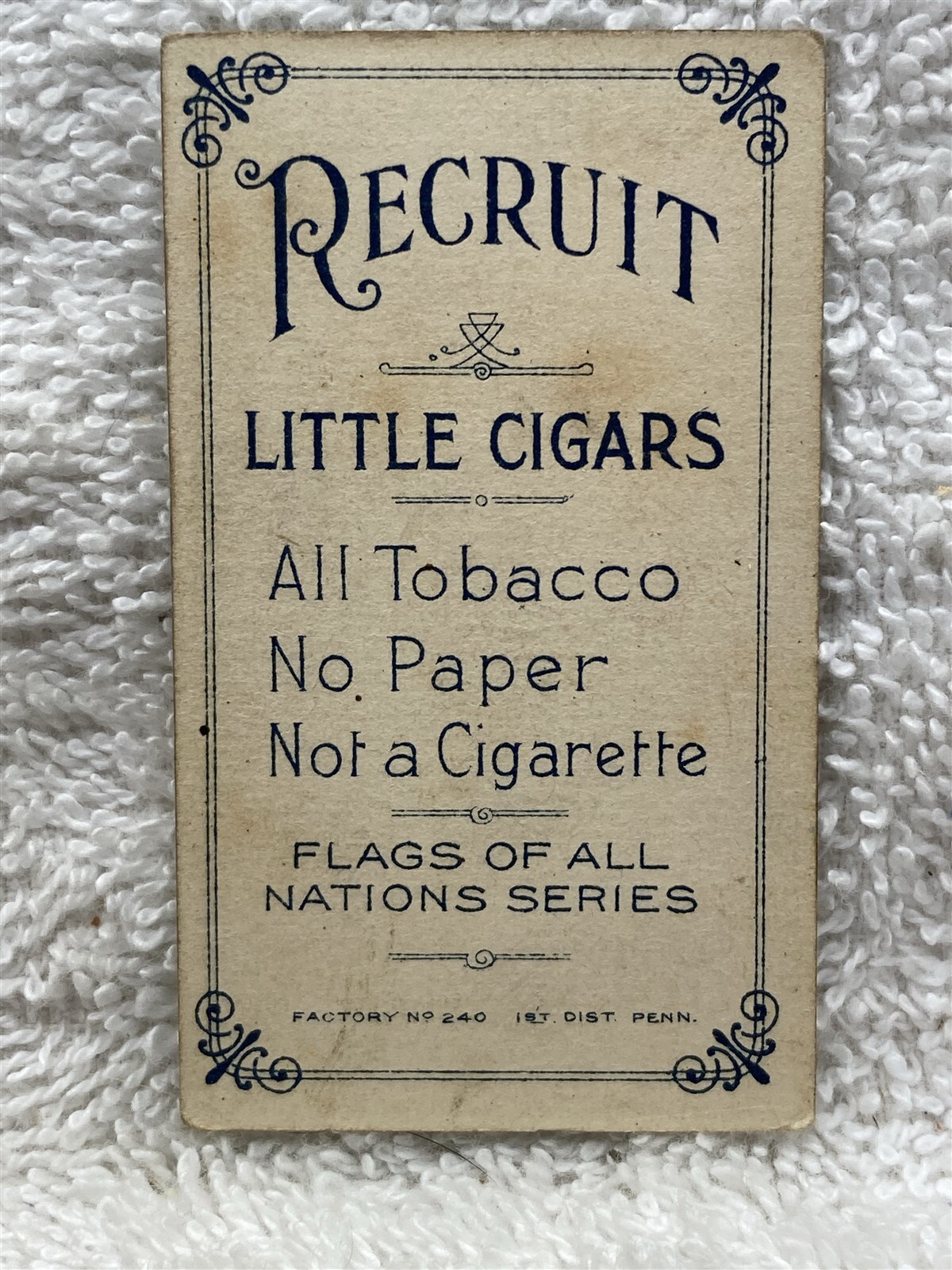 Australia Recruit Little Cigar Flags of the Nations Tobacco Card Navy Back Vtg