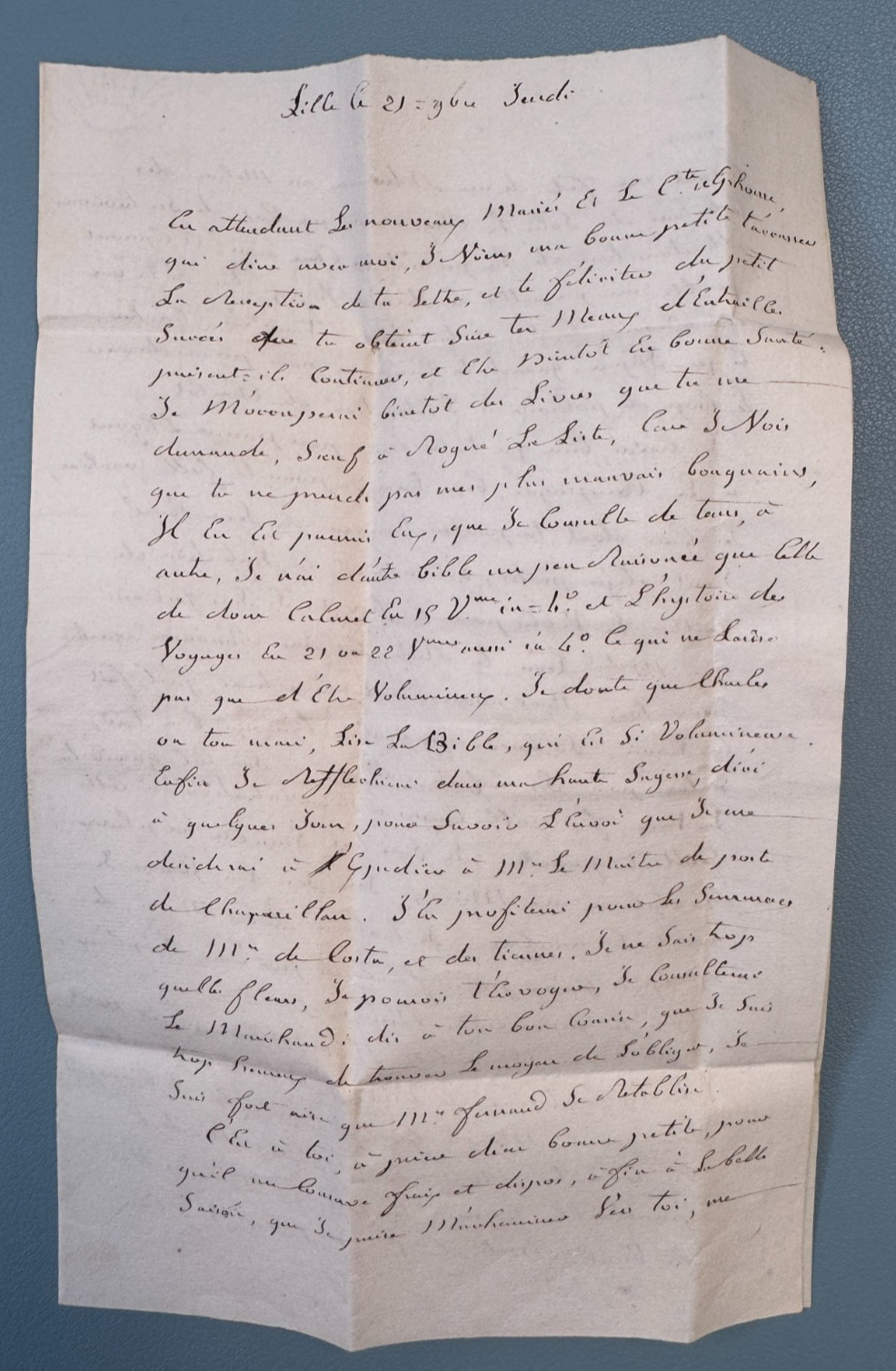 Red Transit Brand LF French Letter s/ Letter From LILLE – CHAMBERY 1839