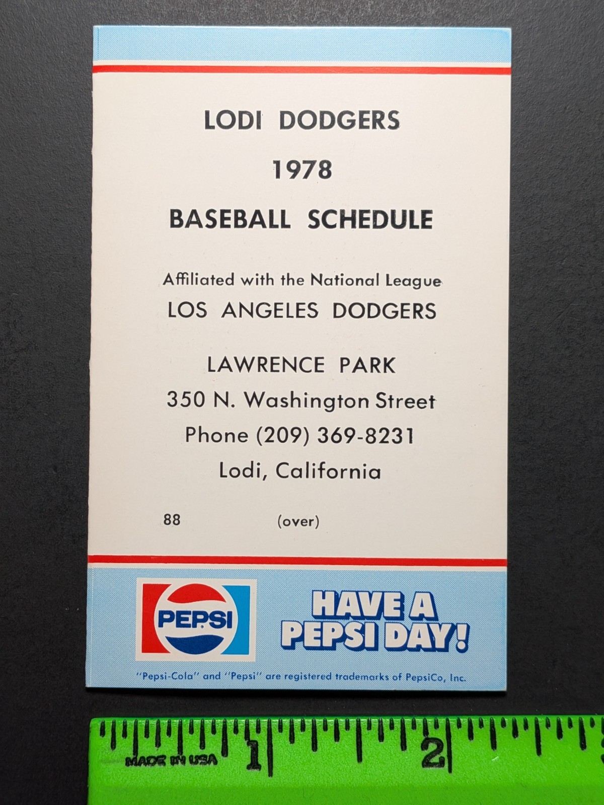 Lodi Dodgers 1978 Foldout Baseball Pocket Schedule