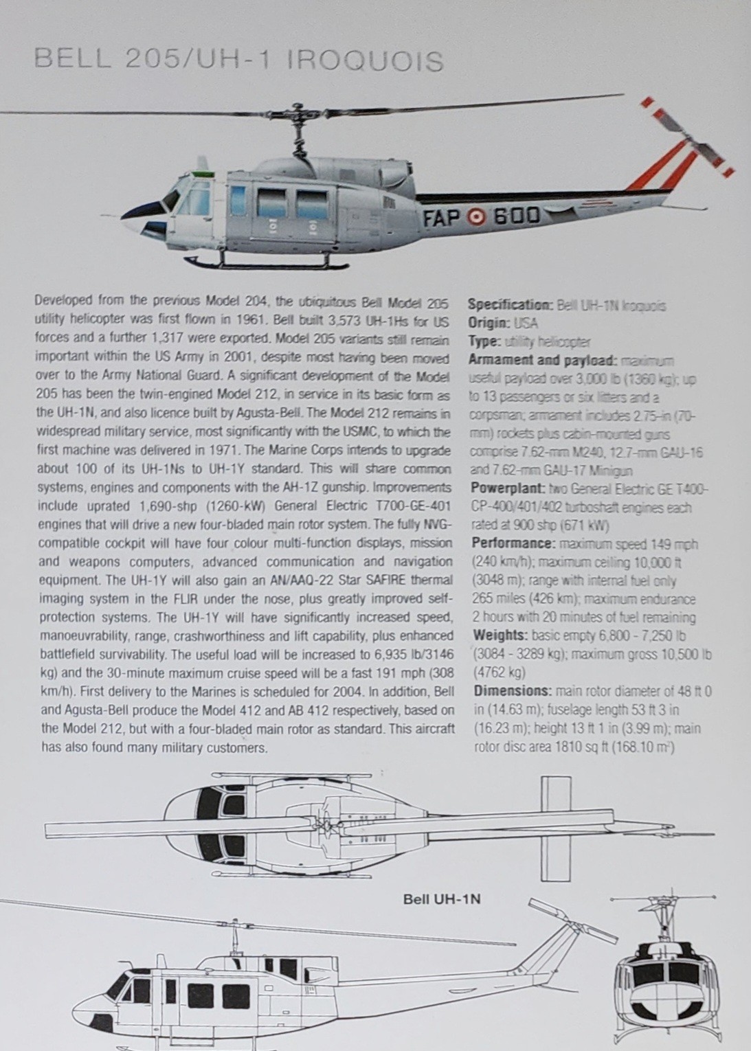 Bell Iroquois Helicopter Picture Original Article Vtg Info Detail Sheet