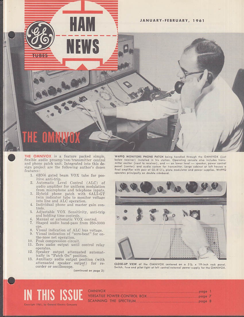 General Electric HAM NEWS 1-2 1961 Omnivox; Power Control Box