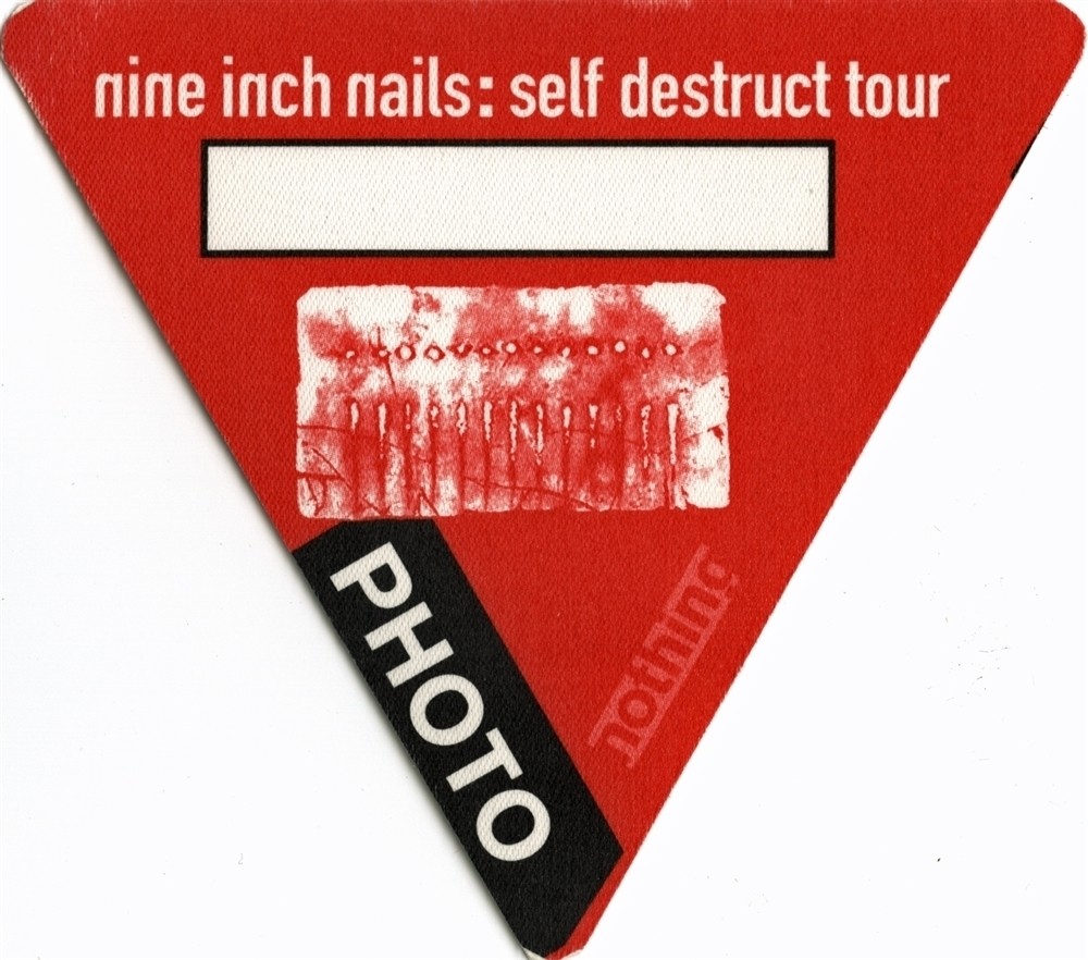 Nine Inch Nails 1994 The Downward Spiral concert tour Backstage Pass