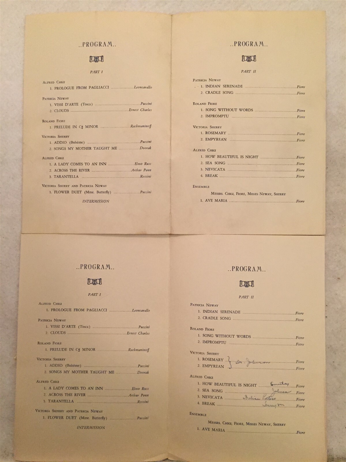 1940 Notre Dame College of Staten Island Pair of Concert Programs Vtg