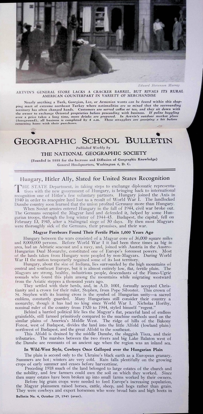 1945 National Geographic School Bulletin Vol XXIV No 5 Korea Turkey Japan WWII