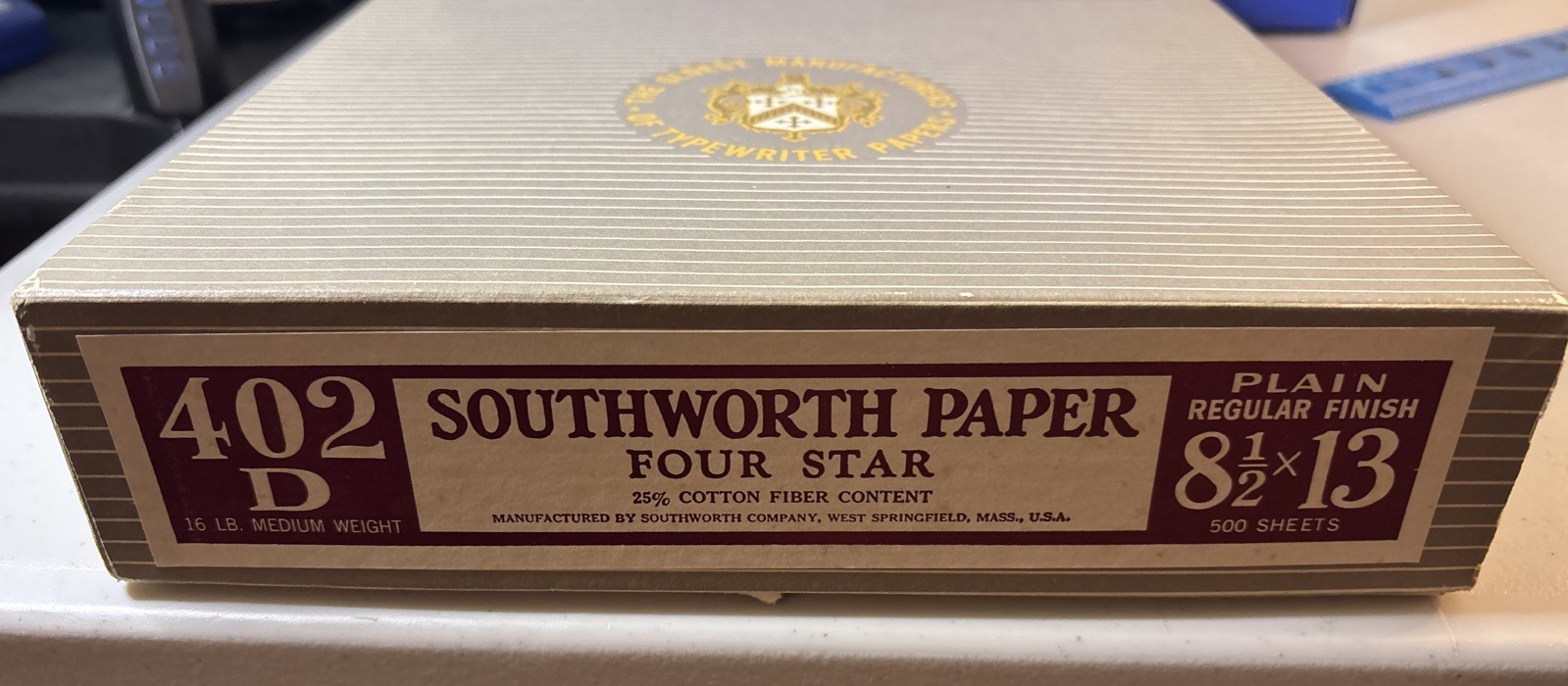 VINTAGE Plain Regular Finish Southworth Typewriter PAPER 402D 25% cotton 500 Ct.