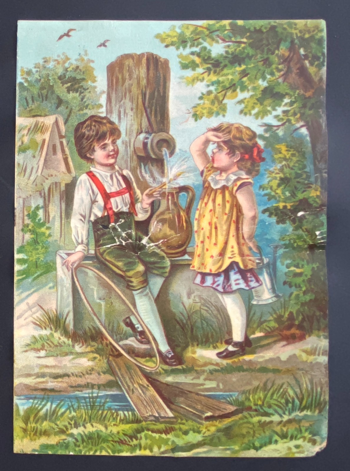 CHROMOS XIXth Century Format 13 cm / 18 cm Children Hoop Engraving