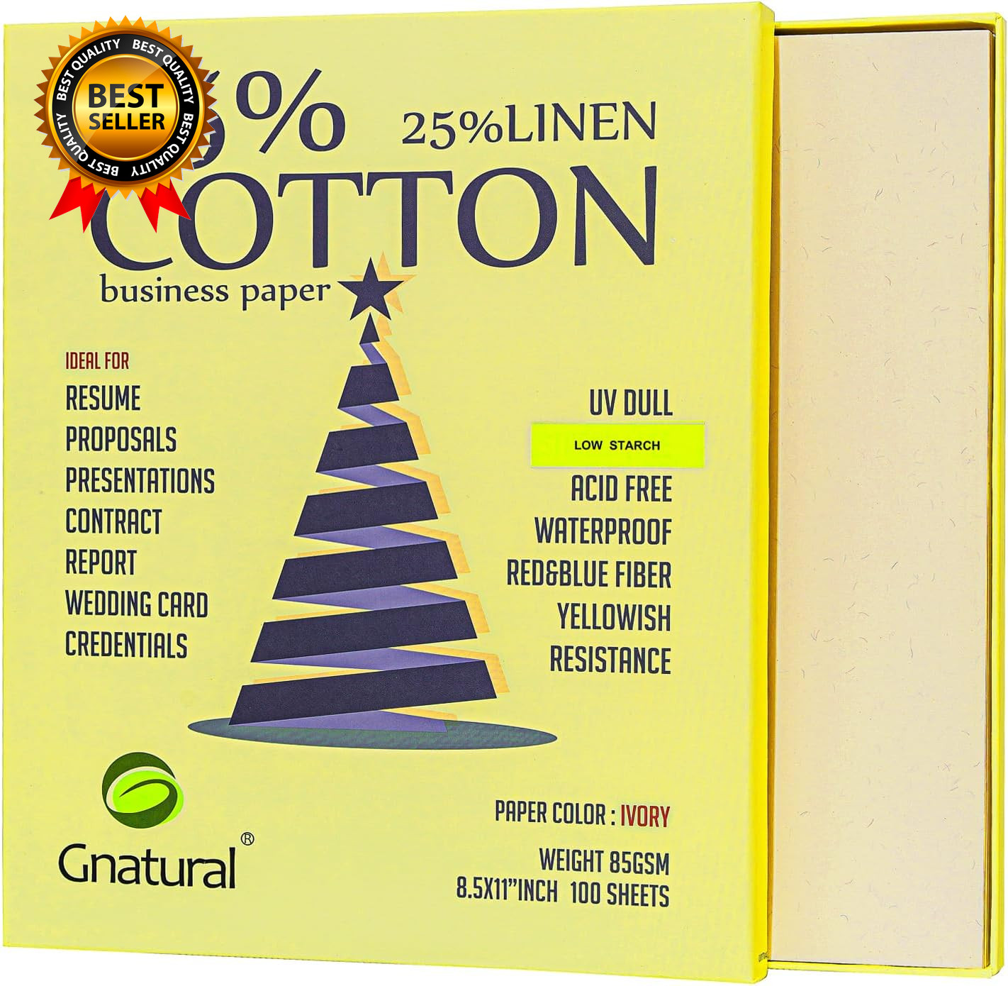 75% Cotton 25% Linen Business Paper Ivory 85Gsm 8.5″W X 11″L Resume Paper Won’T