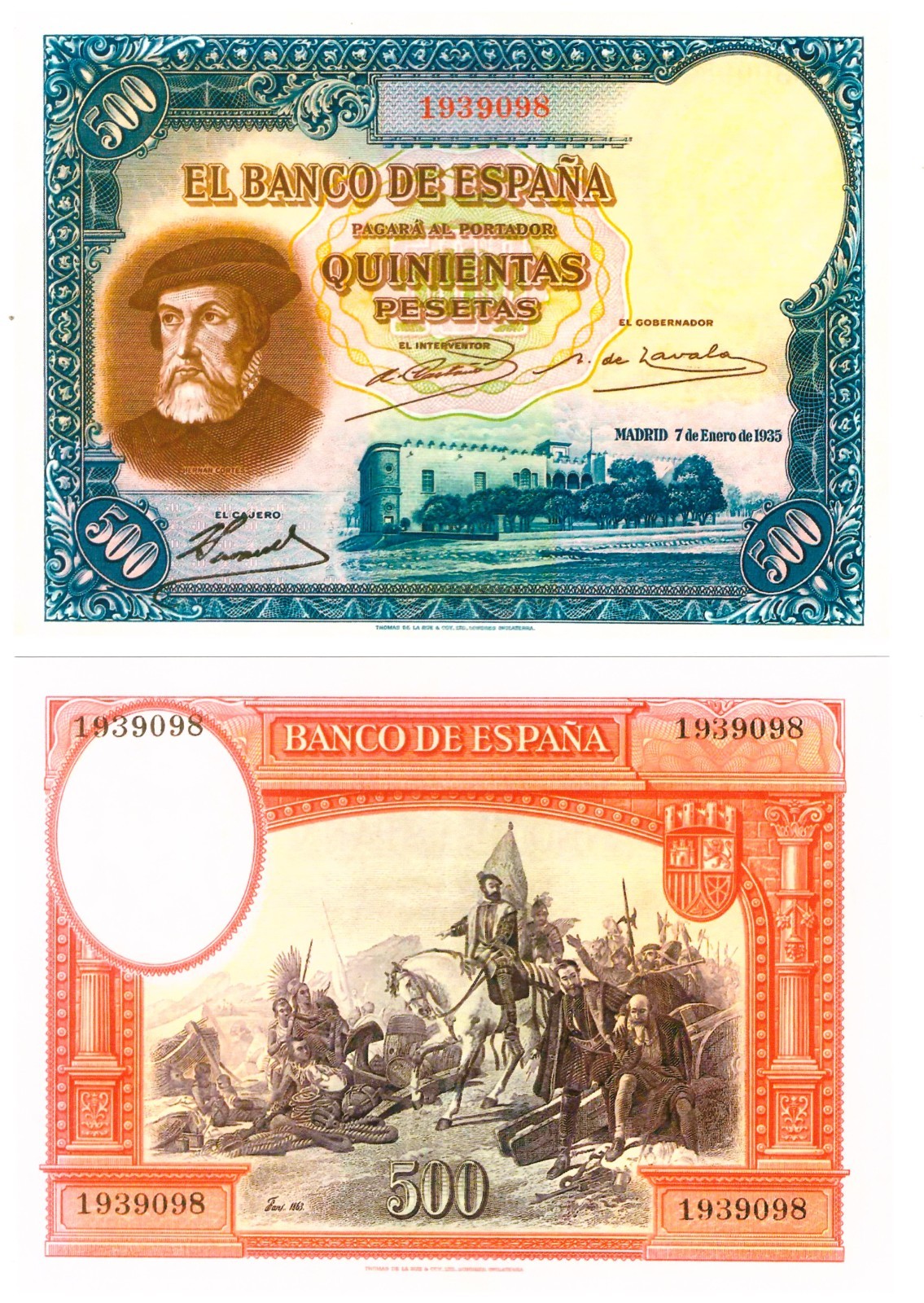 u Reproduction Note Spain 500 Pesetas 1935 Pick #89 4695R