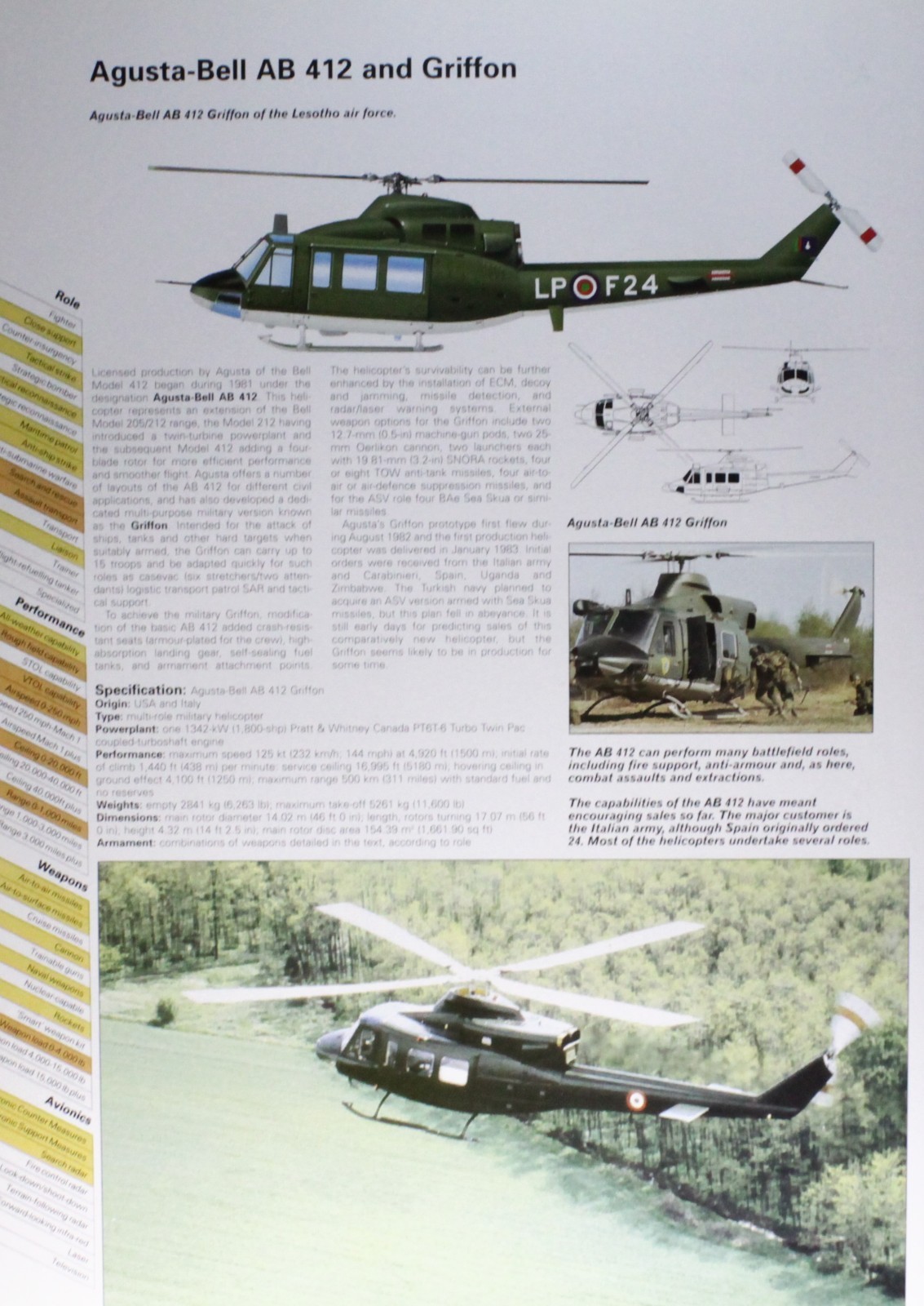 Agusta Bell Helicopter Picture Vintage Info Sheet Wall Art Decor