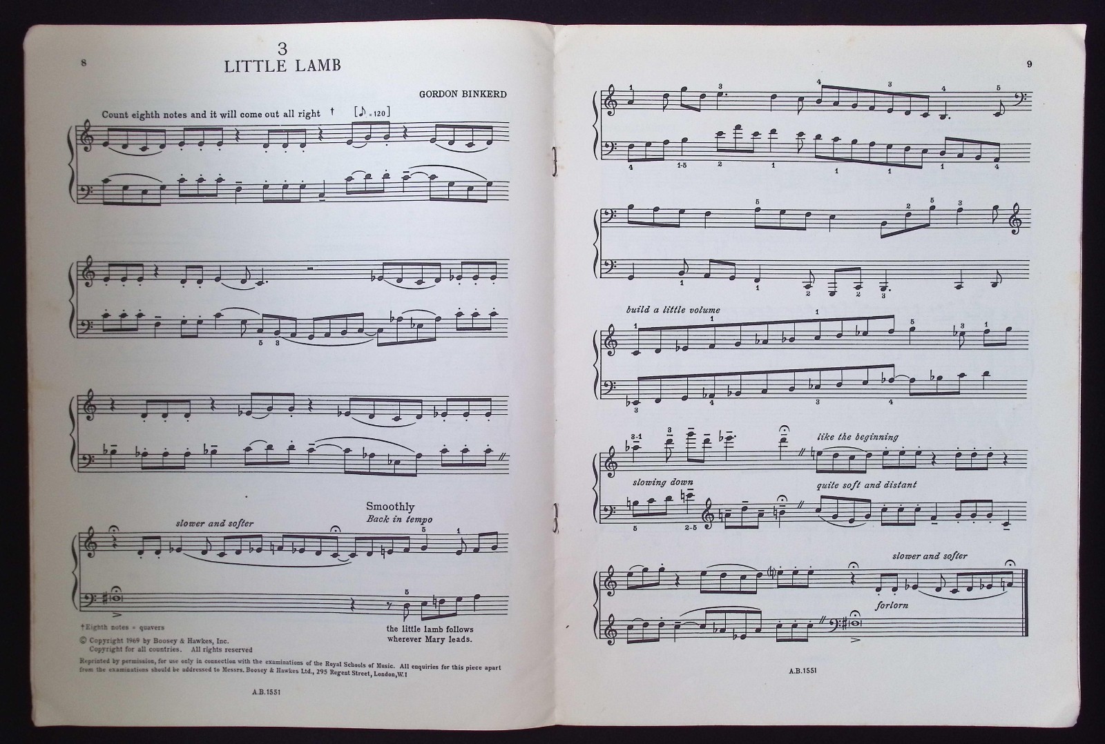 Royal Schools of Music Pianoforte Examinations 1974 Grade II Lists A&B Elementar