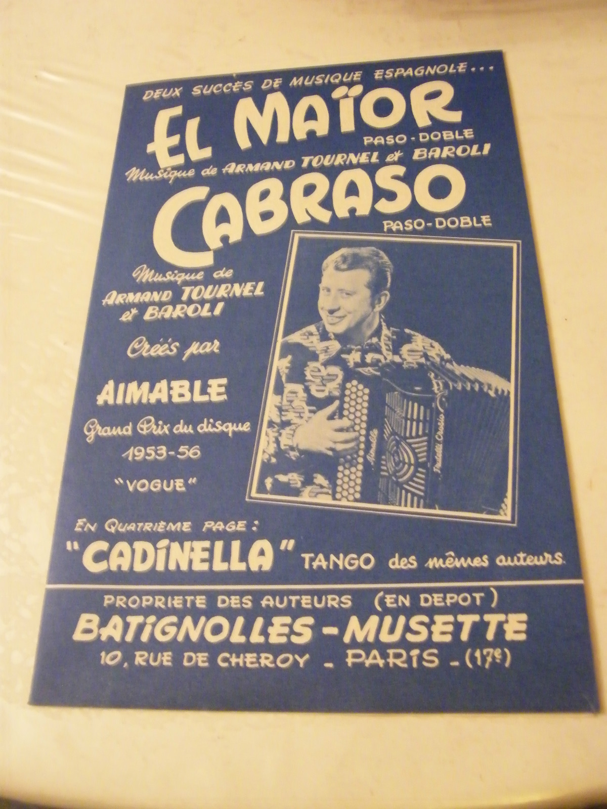 Accordion Sheet Music El Maior Tournel Baroli Cabraso Aimable 1959