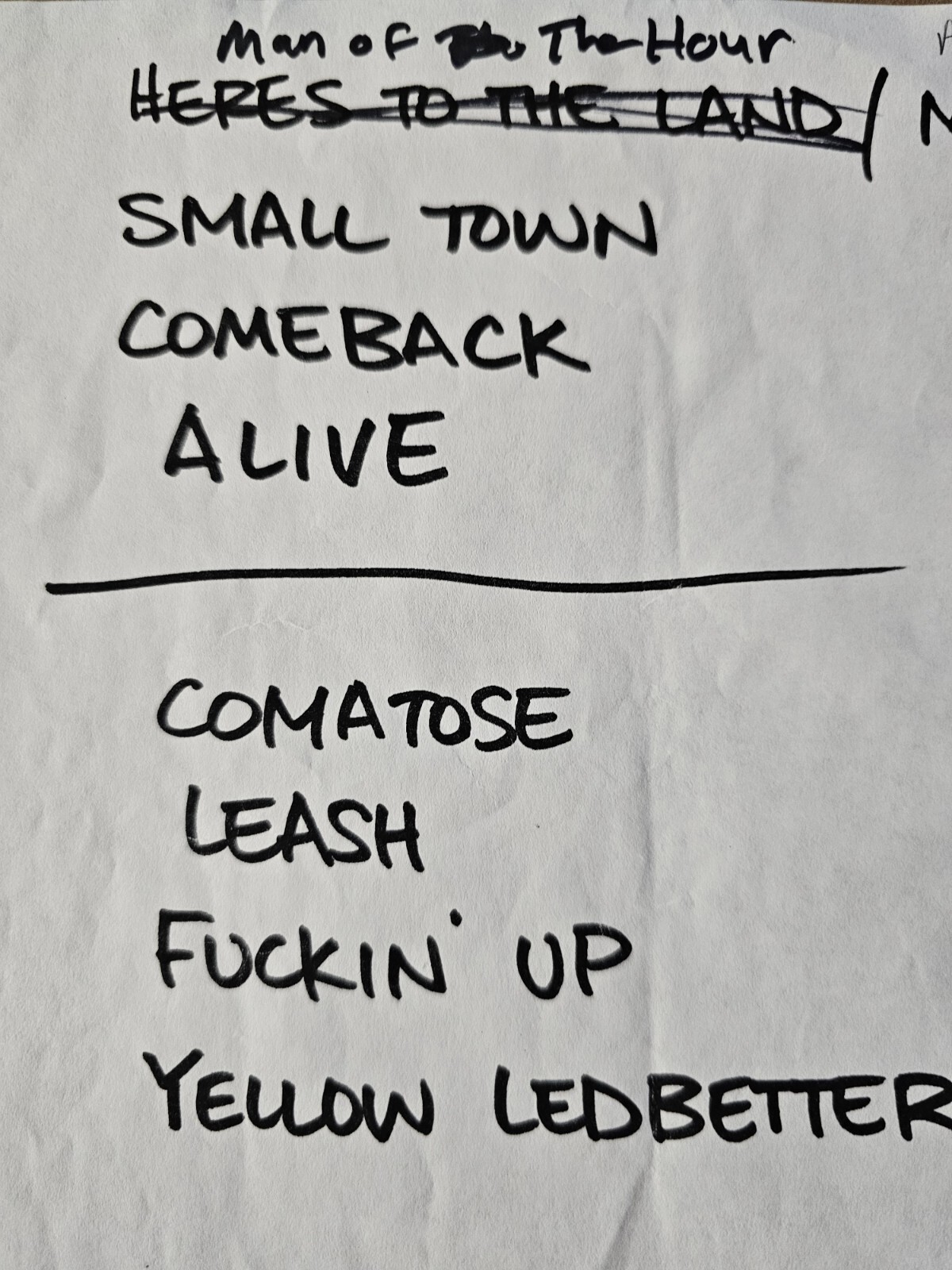 Eddie Vedder HAND WRITTEN Man Of The Hour Setlist Pearl Jam Concert ORIGINAL