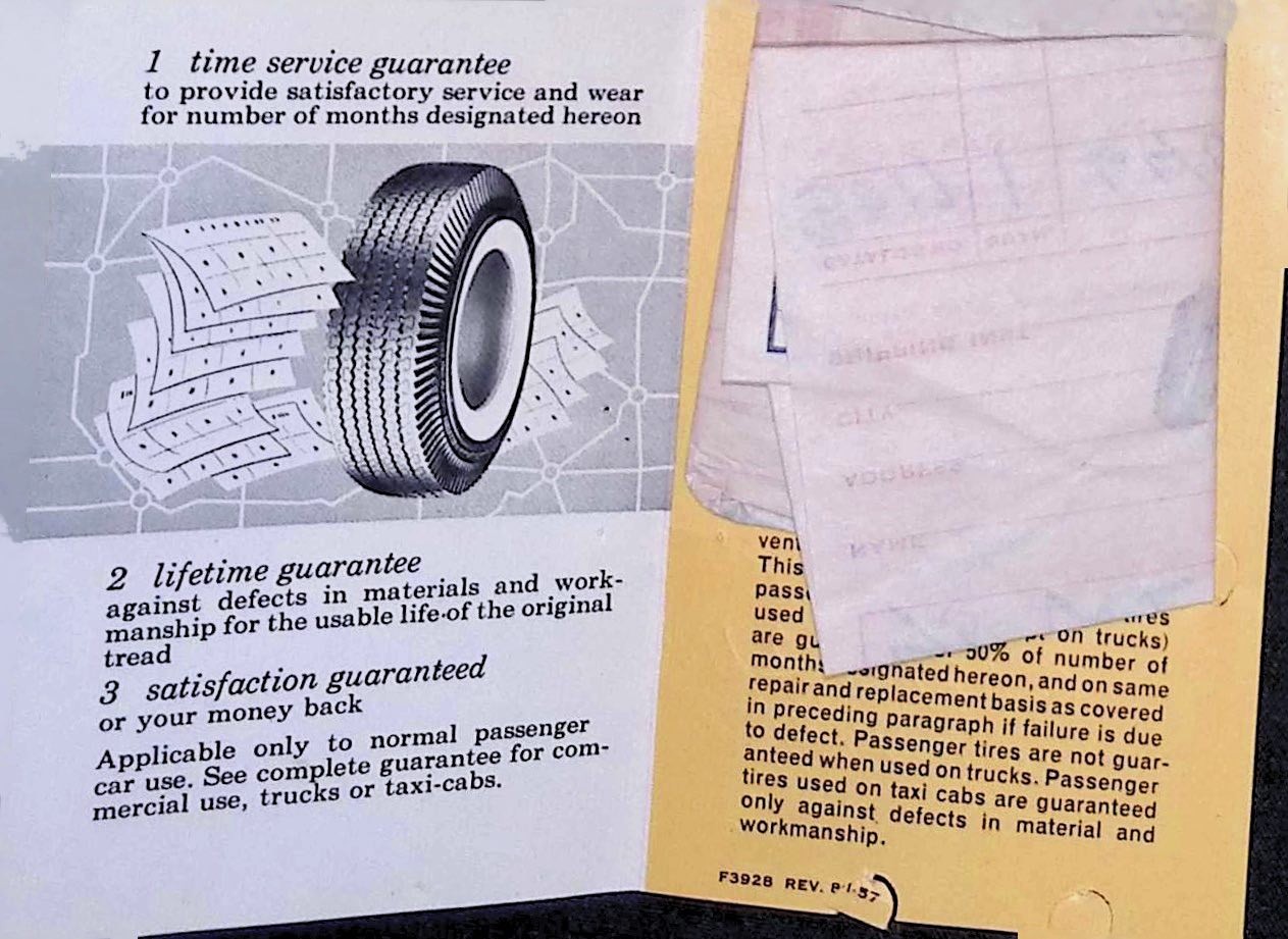 Allstate Tire Co. Sears Guarantee Card 1950s Handwritten Warranty