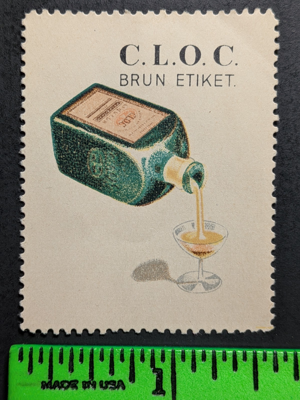 Vintage CLOC Alcohol Brown Label German Poster Stamp