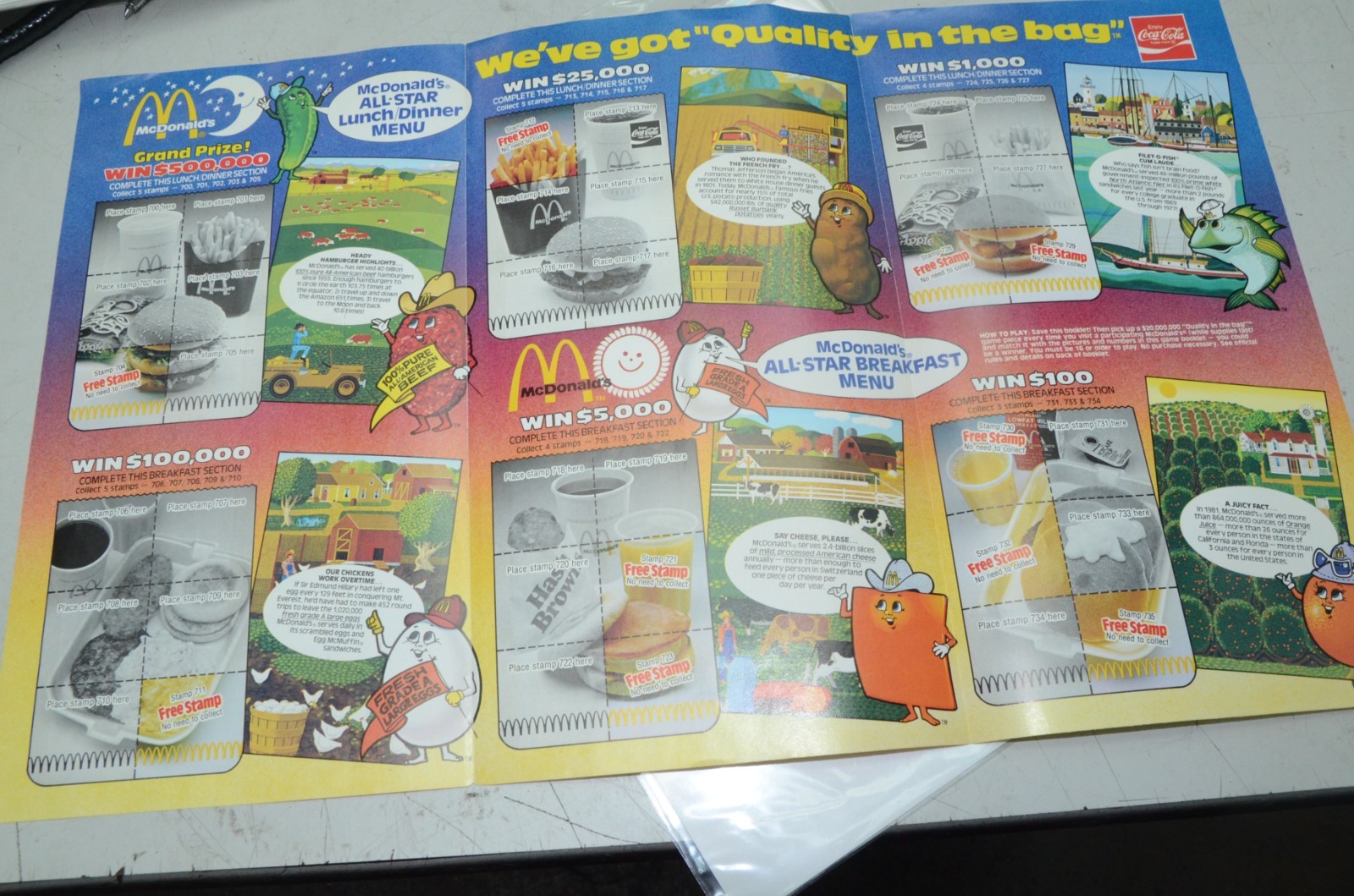 1982 McDonalds 20,000,000 Game Card Strickalbum Game