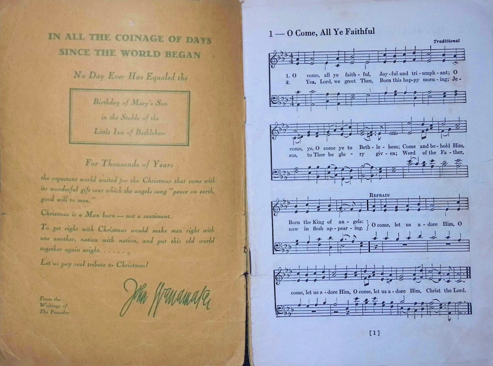 Wanamaker Stores Xmas Carols Songbook c1940s Philadelphia NY Vintage
