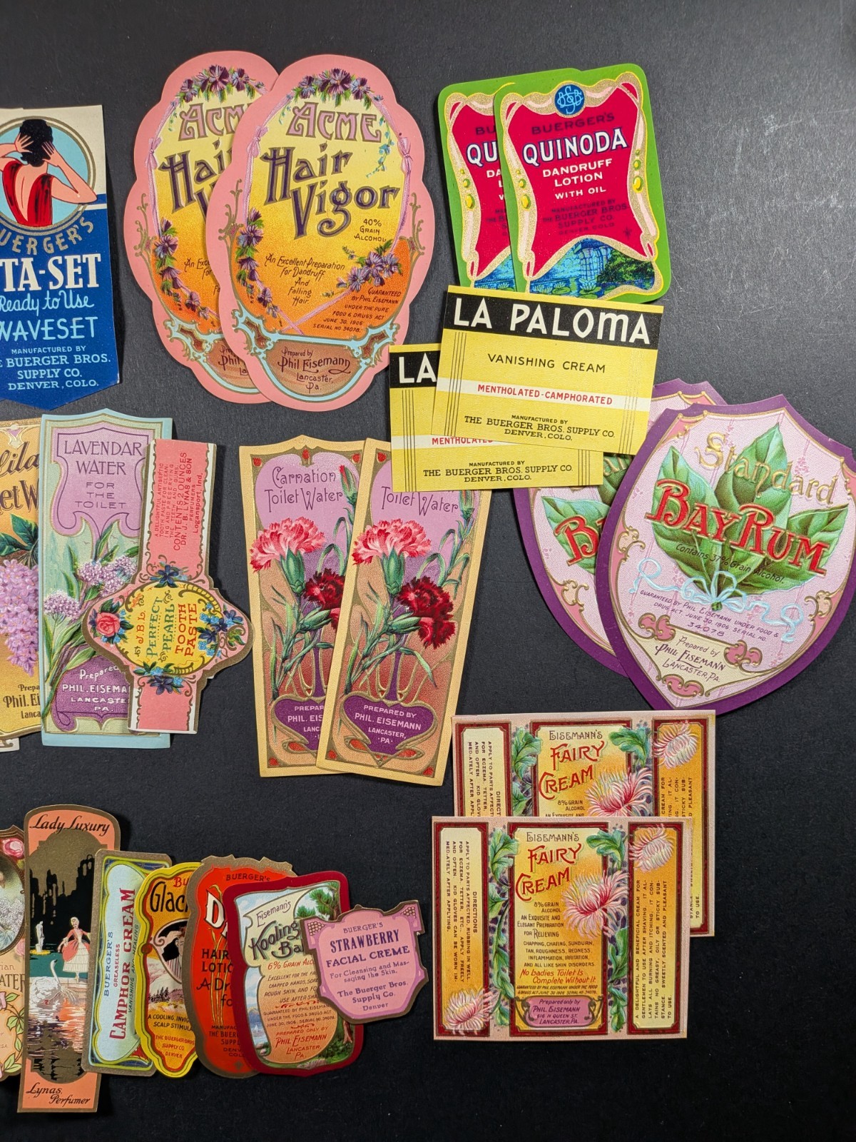 Vintage (Lot of 40) Beauty Cosmetic Cream Perfume Hair Labels