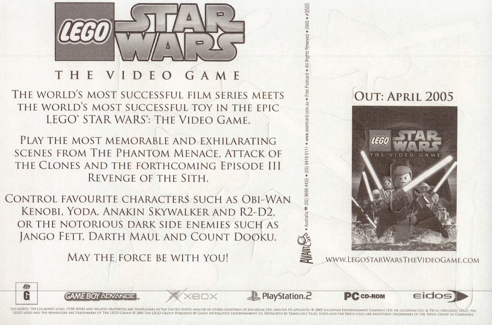 V09505 Australia Avant Card #9505 Lego star Wars Sticker postcard