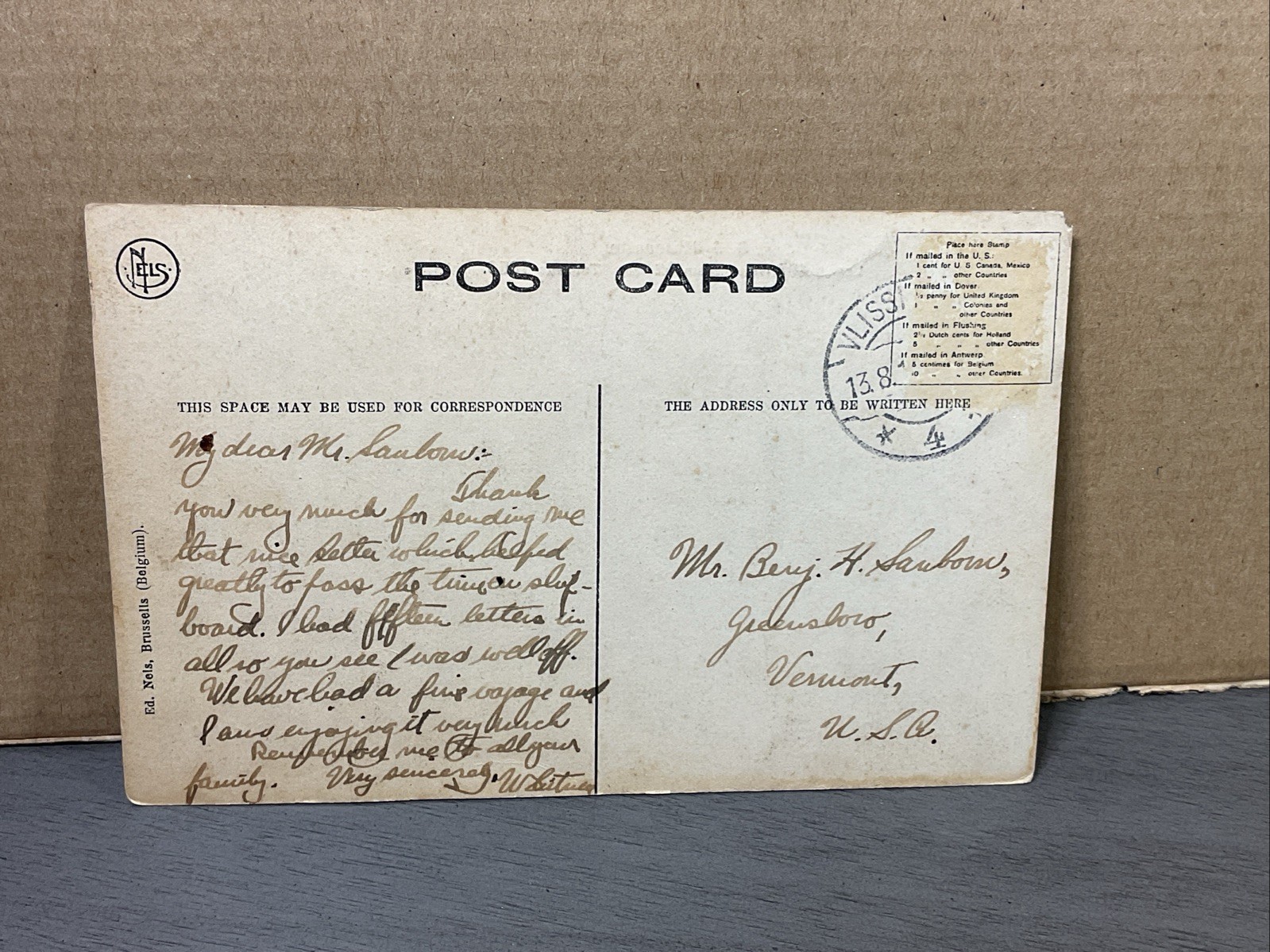 Vintage Red Star Line Post Card SS ARABIC, SS MARQUETTE BELGENLAND B49
