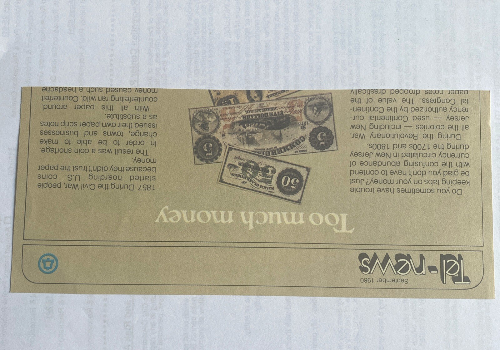 Vintage U.S. Bank Note Reproduction $2 Bill Jersey City Pre Civil War