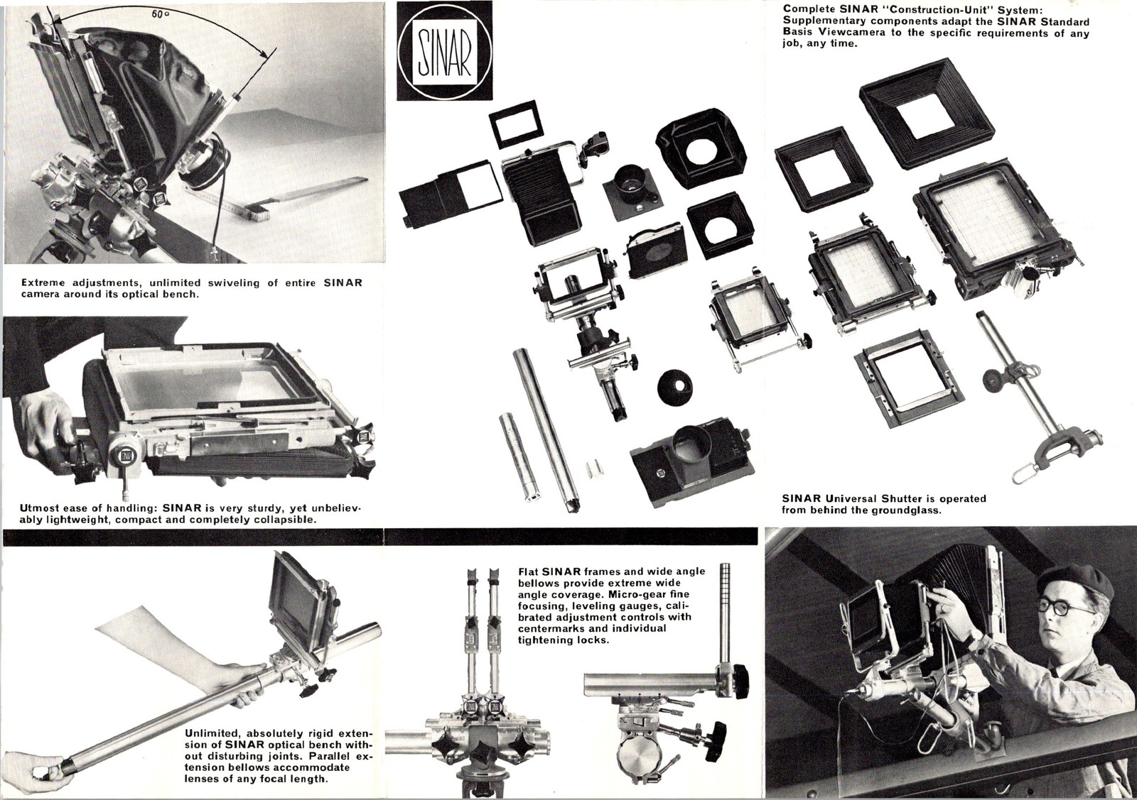 SINAR View Camera 1960s Swiss Brochure Page Modular System 8×10