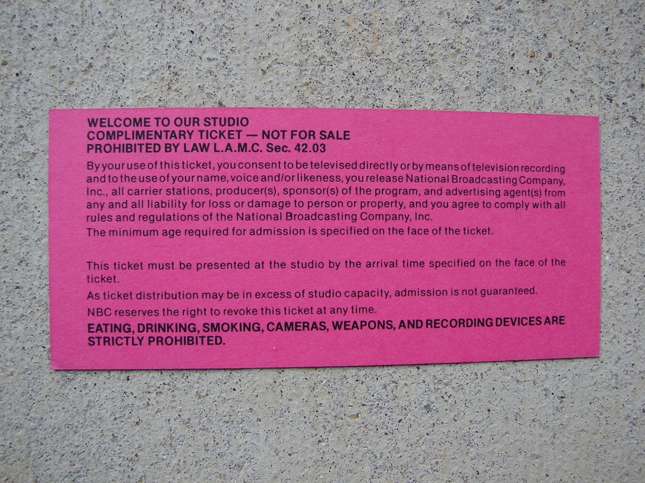 THE TONIGHT SHOW STARRING JAY LENO 1 Original 1994 Tickets NBC TV Burbank CA