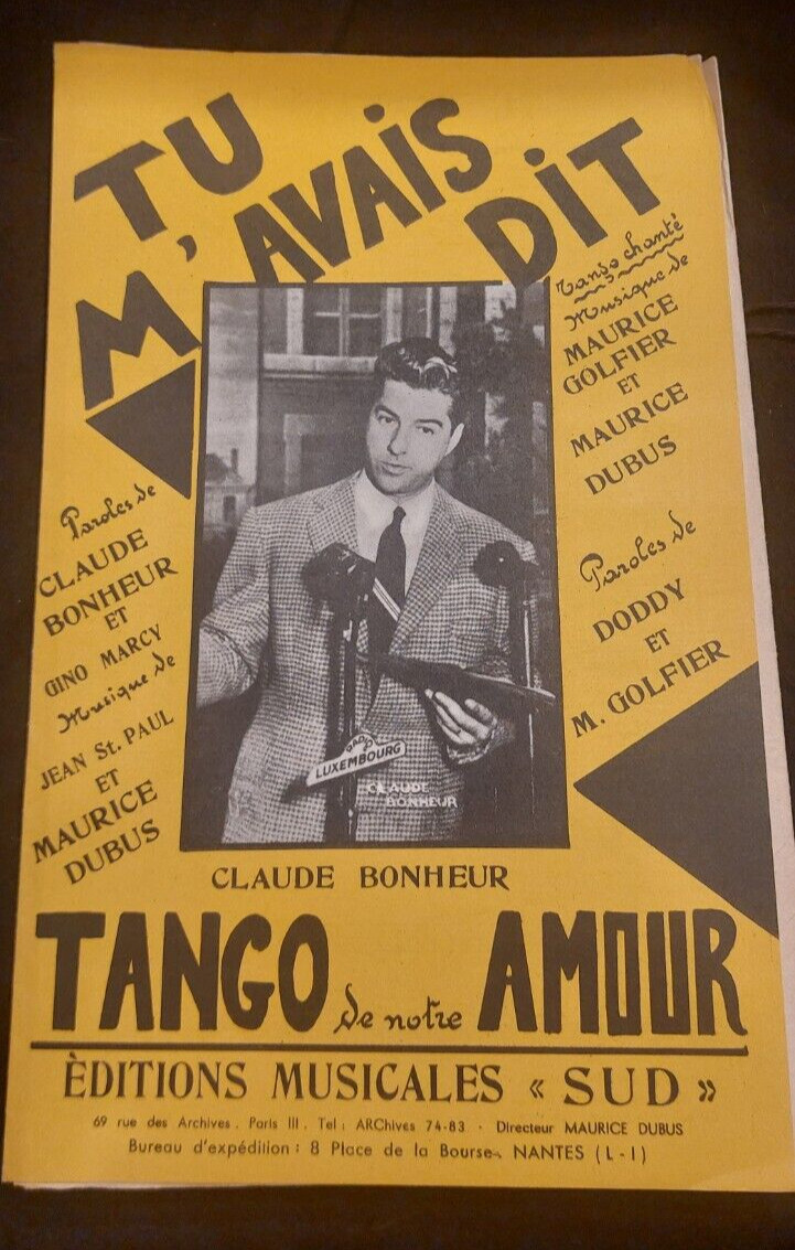 Partition You Told Me Claude Happiness Tango Of Our Love Sheet Music