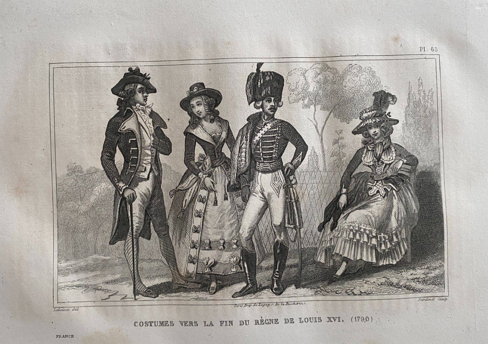 Engraving France Costume Towards The End Of The Reign Of Louis XVI