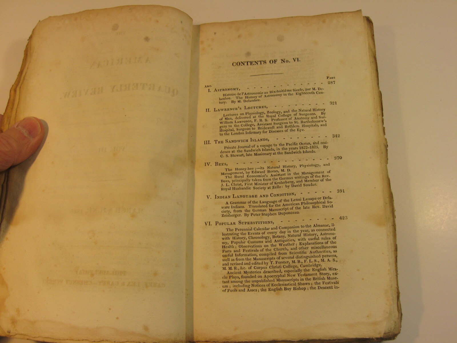 1828 The American Quarterly Review June No. VI Philadelphia