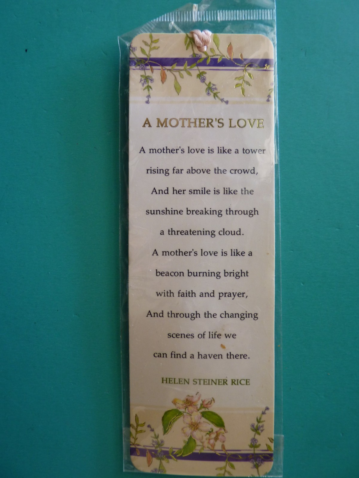 A Mother’s Love Bookmark w/Tassel – Poem By Helen Steiner Rice NIP