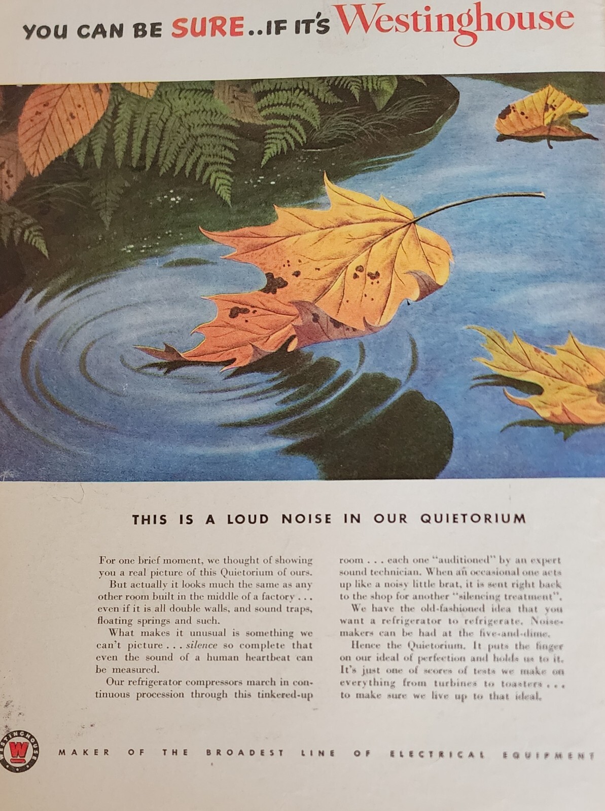 Westinghouse Magazine Ad Picture Fall Leaves Vintage Wall Art Decor Display