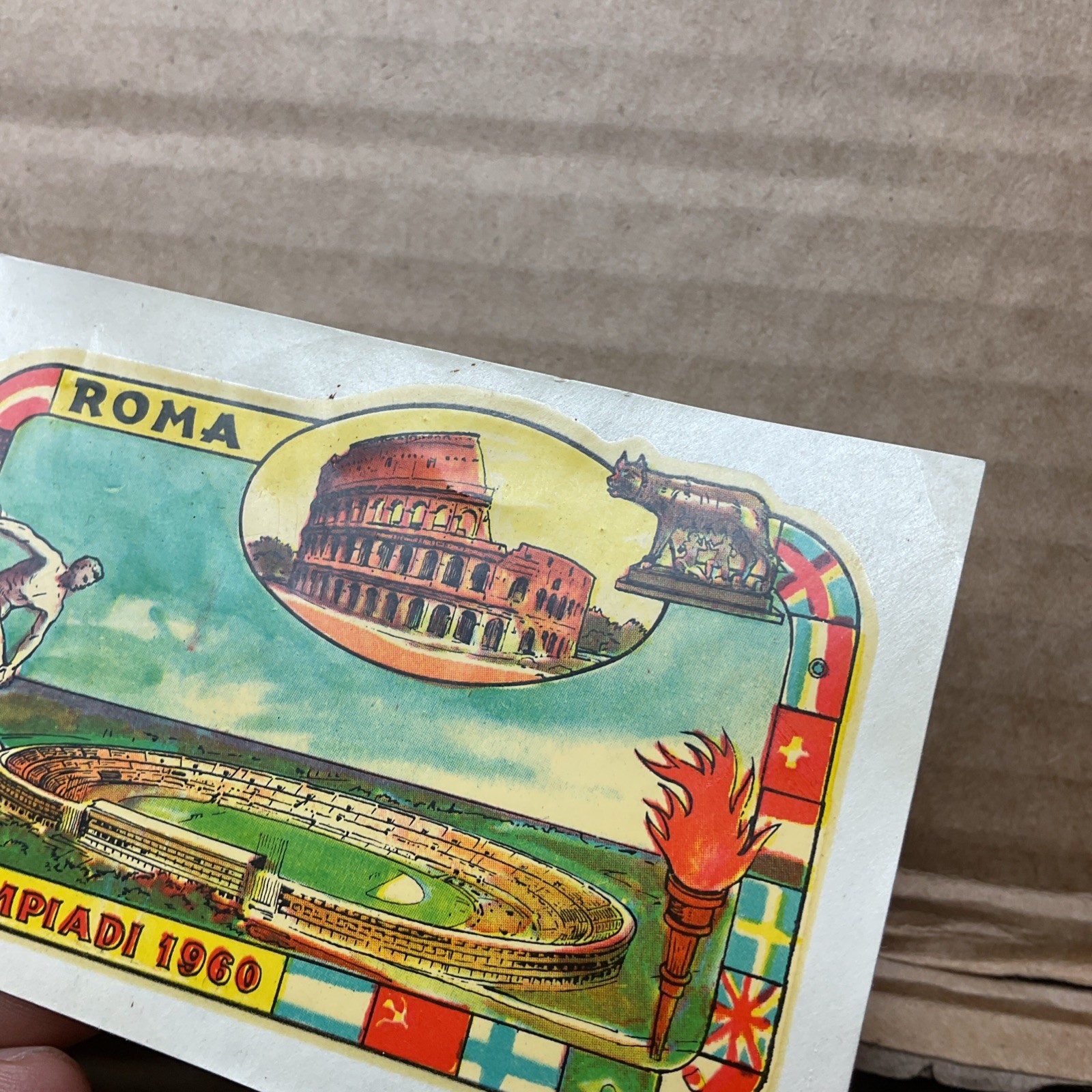 Vintage 1960 Travel Decal Sticker Roma Rome Olympiad Italy B47