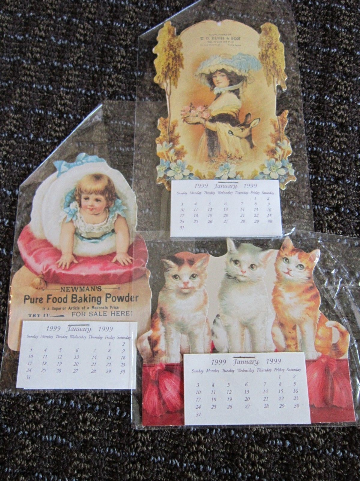 Victorian Trade Card REPRINTS Newmans Baking Powder,Sterling Heights Cats UNUSED