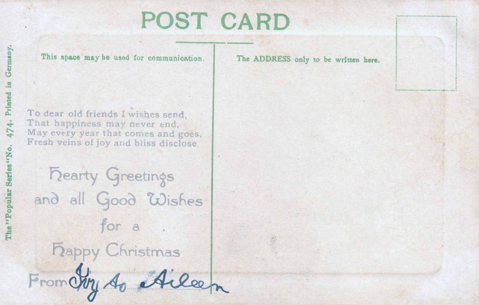 Early 1900’s ANTIQUE Popular Series #474 A Secluded Corner POSTCARD – USED