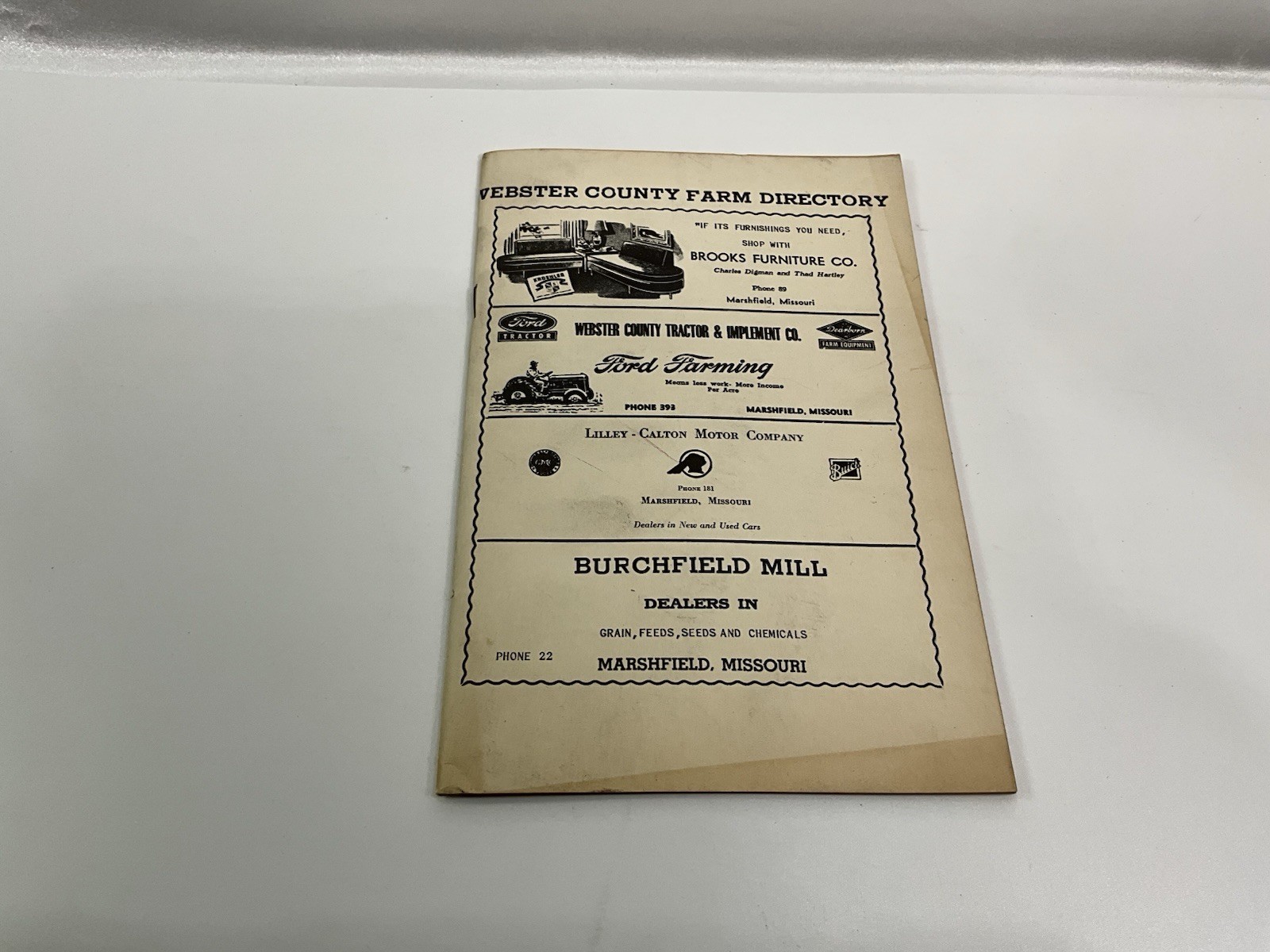 Vintage Webster County Missouri Farm Directory Marshfield Seymour Ford Ads