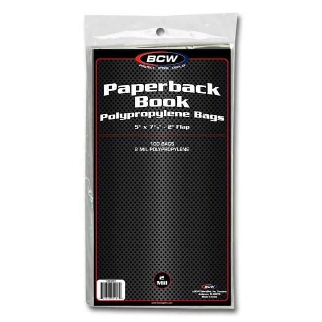 BCW Paperback Book Bags – Clear Archival Sleeves for Pocket Paperbacks