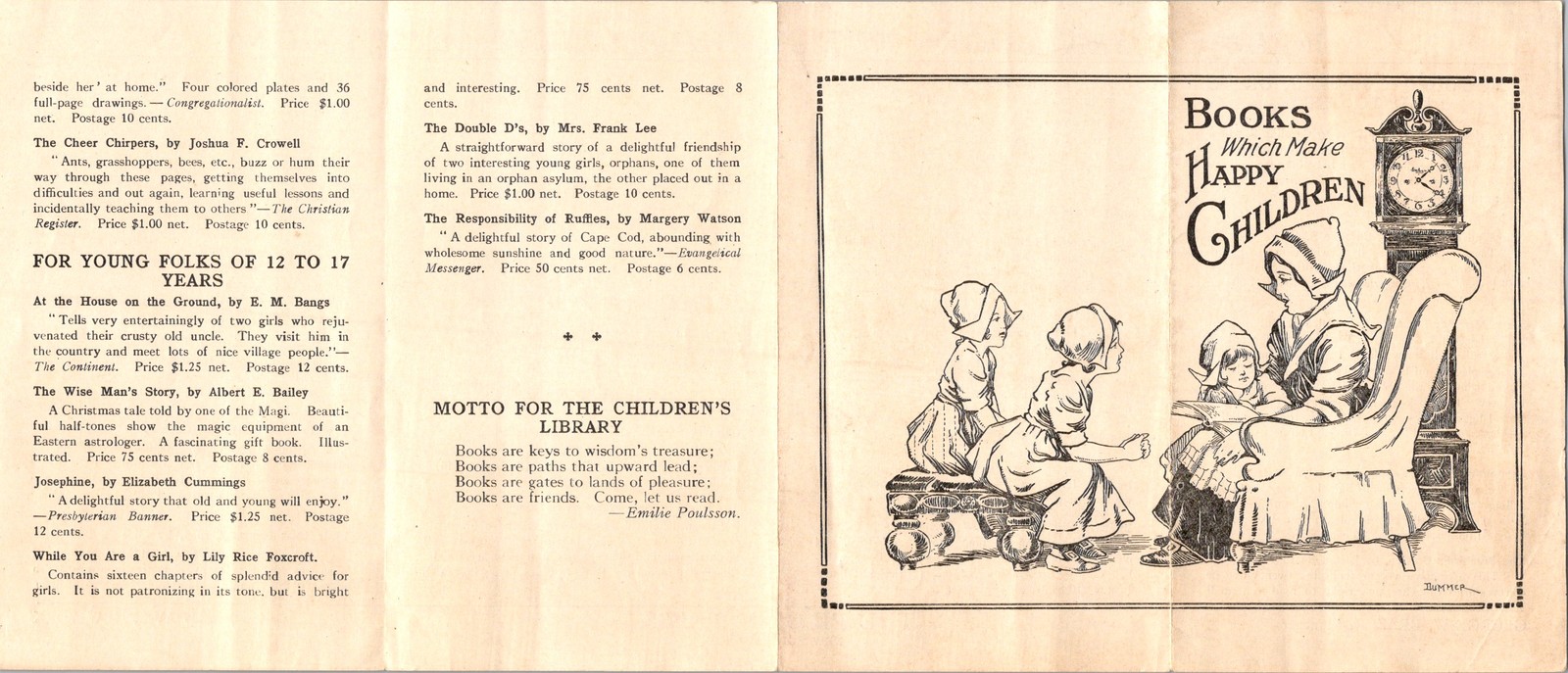 Books Which Make Happy Children” 1900s Promo Brochure – Dummer Illus. Ants