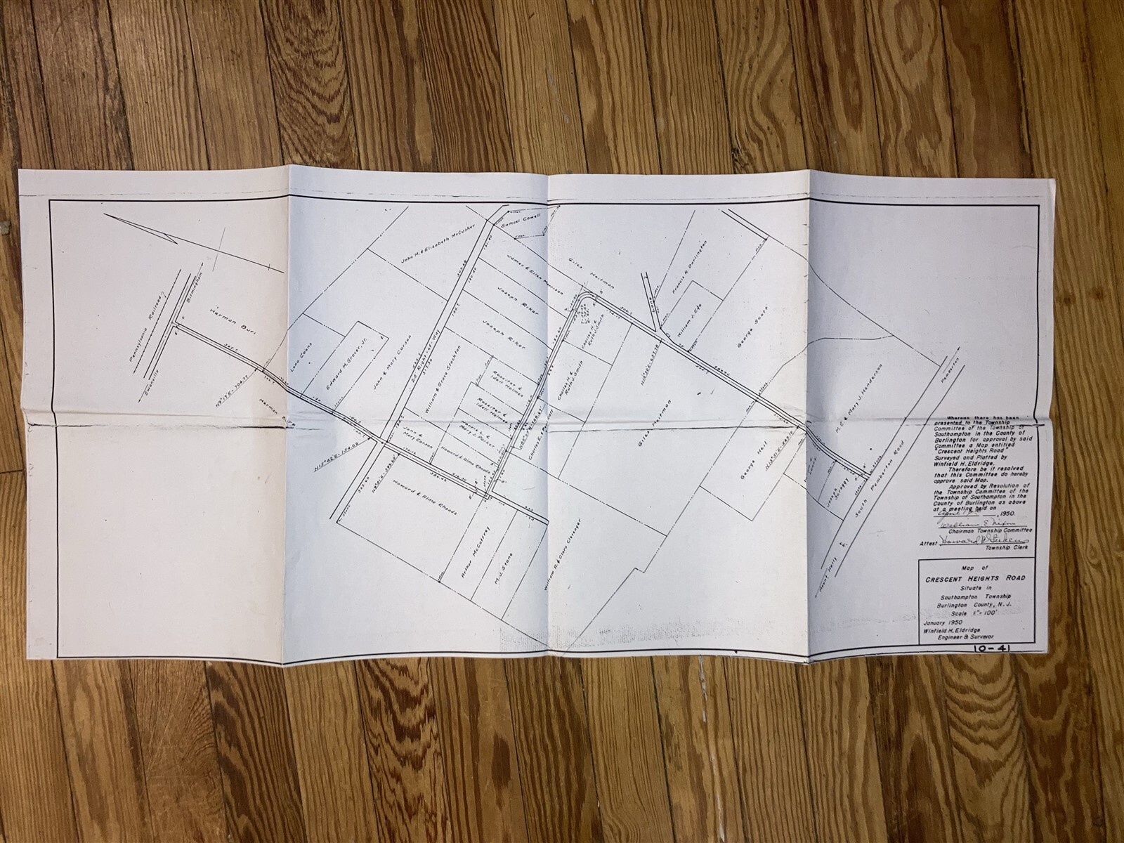 1950 Crescent Heights Road Southampton Twp Burlington County NJ Map Vtg