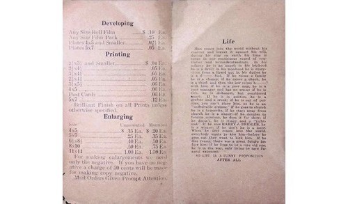 1940s Reading PA Photograph: W.H. Keller Printer Price List & Life Vignette