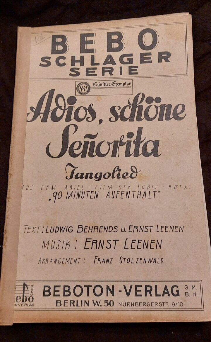 Adios Schone Seniorita Leenen Sheet Music
