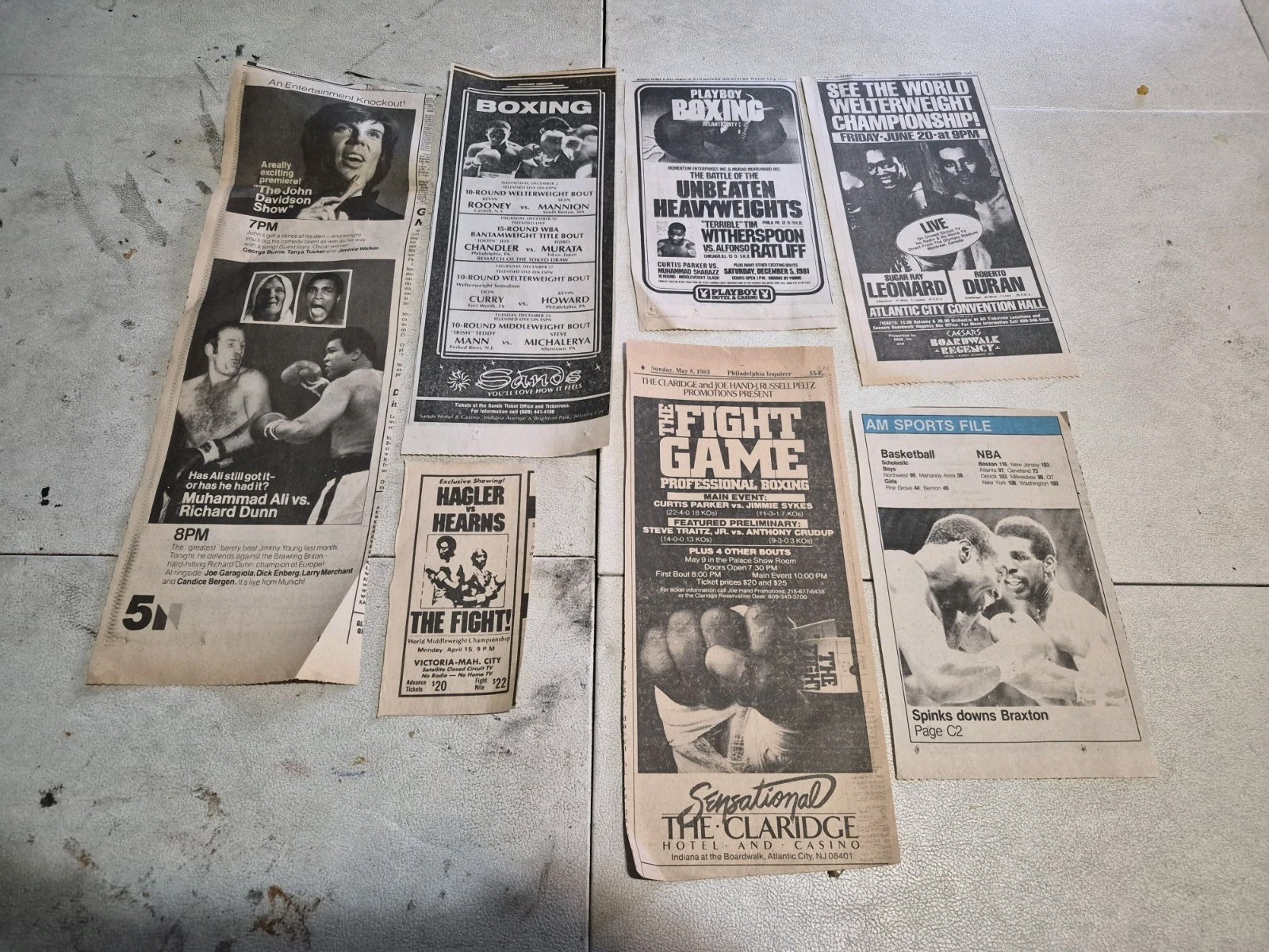 Lot of 18 Vintage Newspaper clipping Boxing ads, 1970s- 80s.