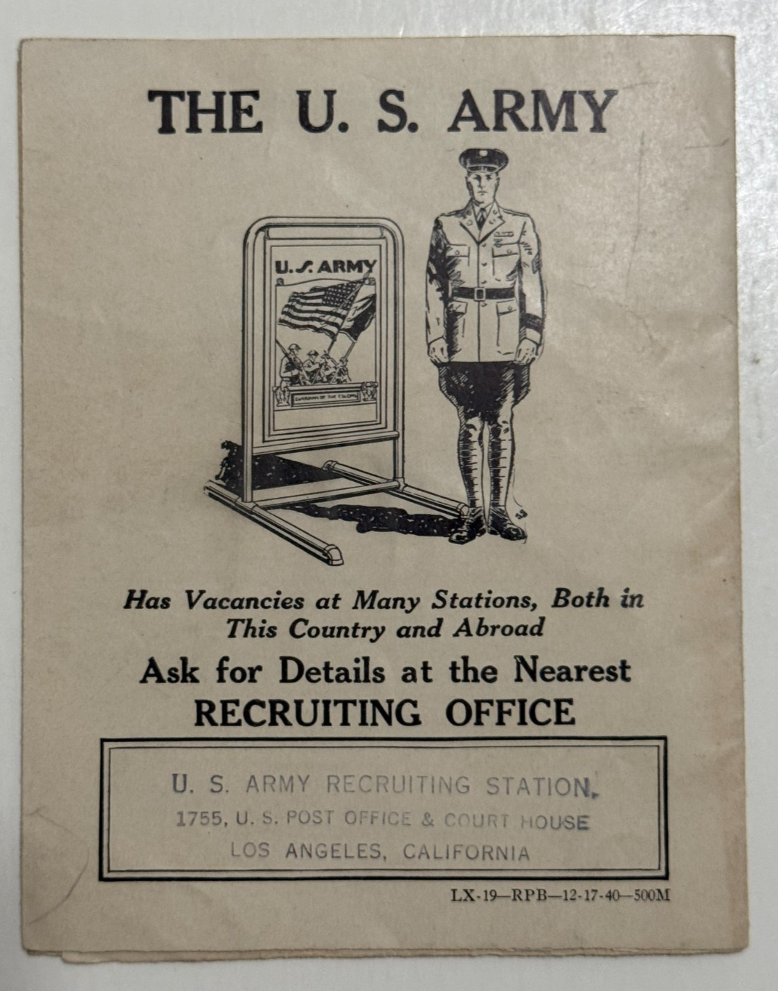 Facts Regarding Enlistment in United States Army Pamphlet 1940 Los Angeles