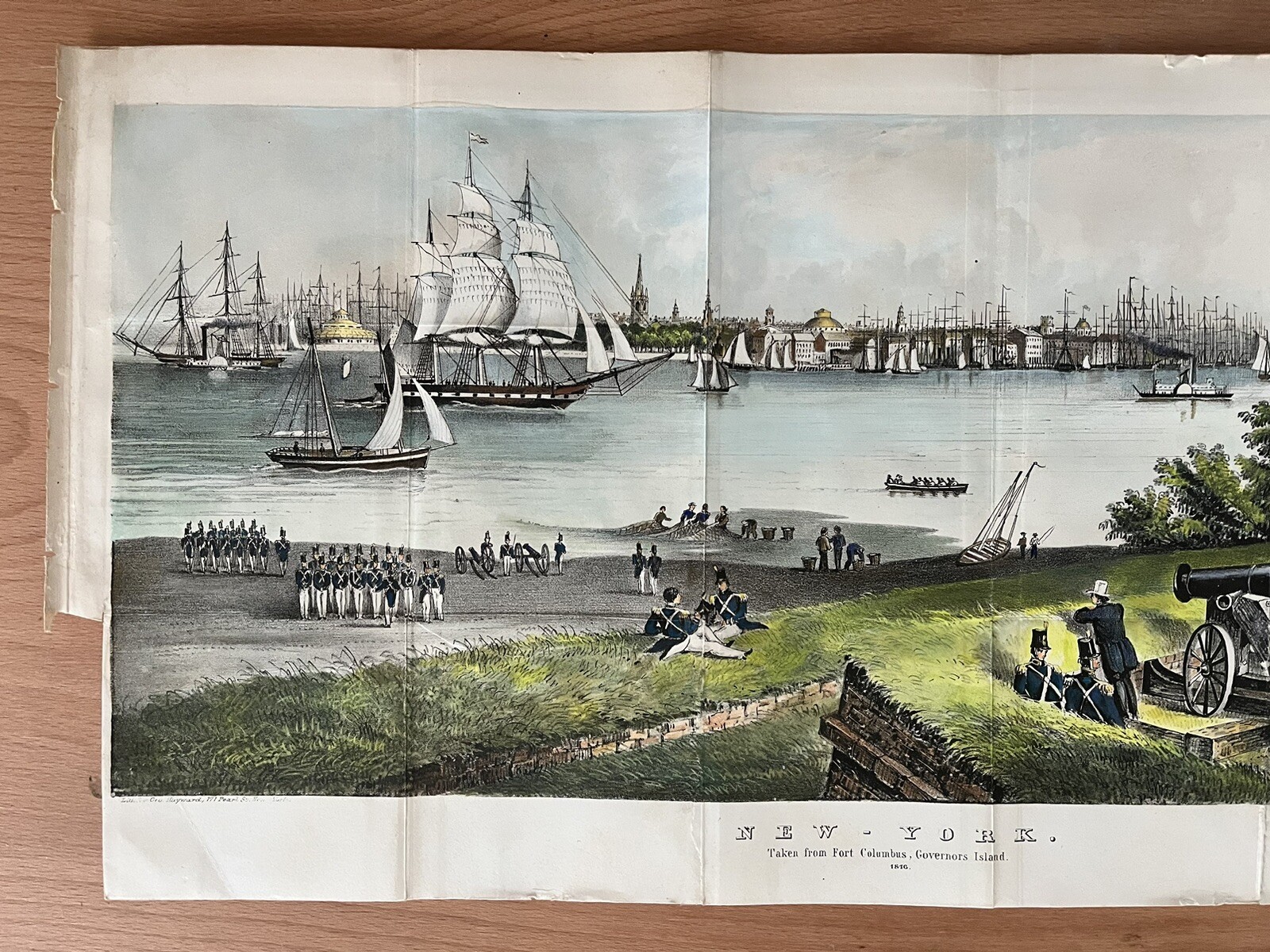 HAND COLORED PRINT GOVERNORS ISLAND, NEW YORK CITY, FROM 1860 VALENTINE’S MANUAL