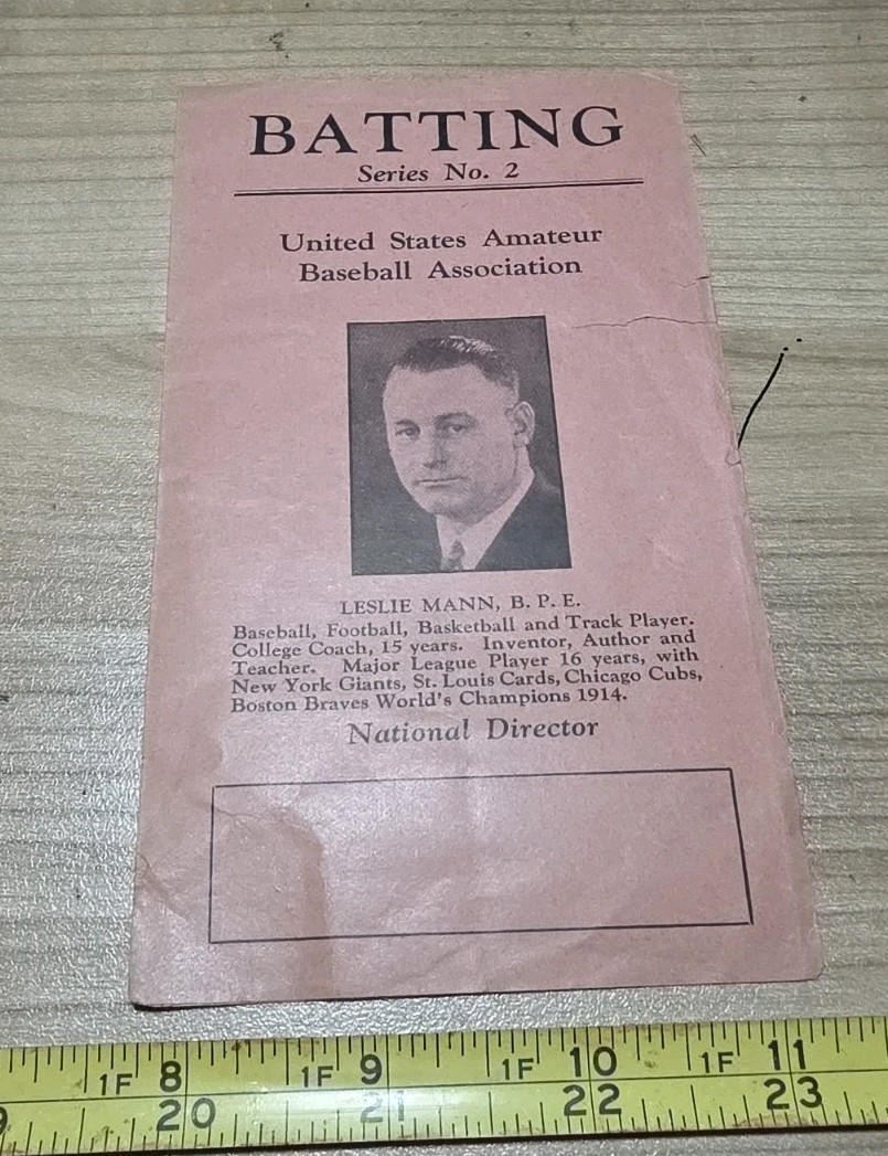 Vtg 1930s Leslie Mann Batting Amateur Baseball Association Rules Booklet Ruth