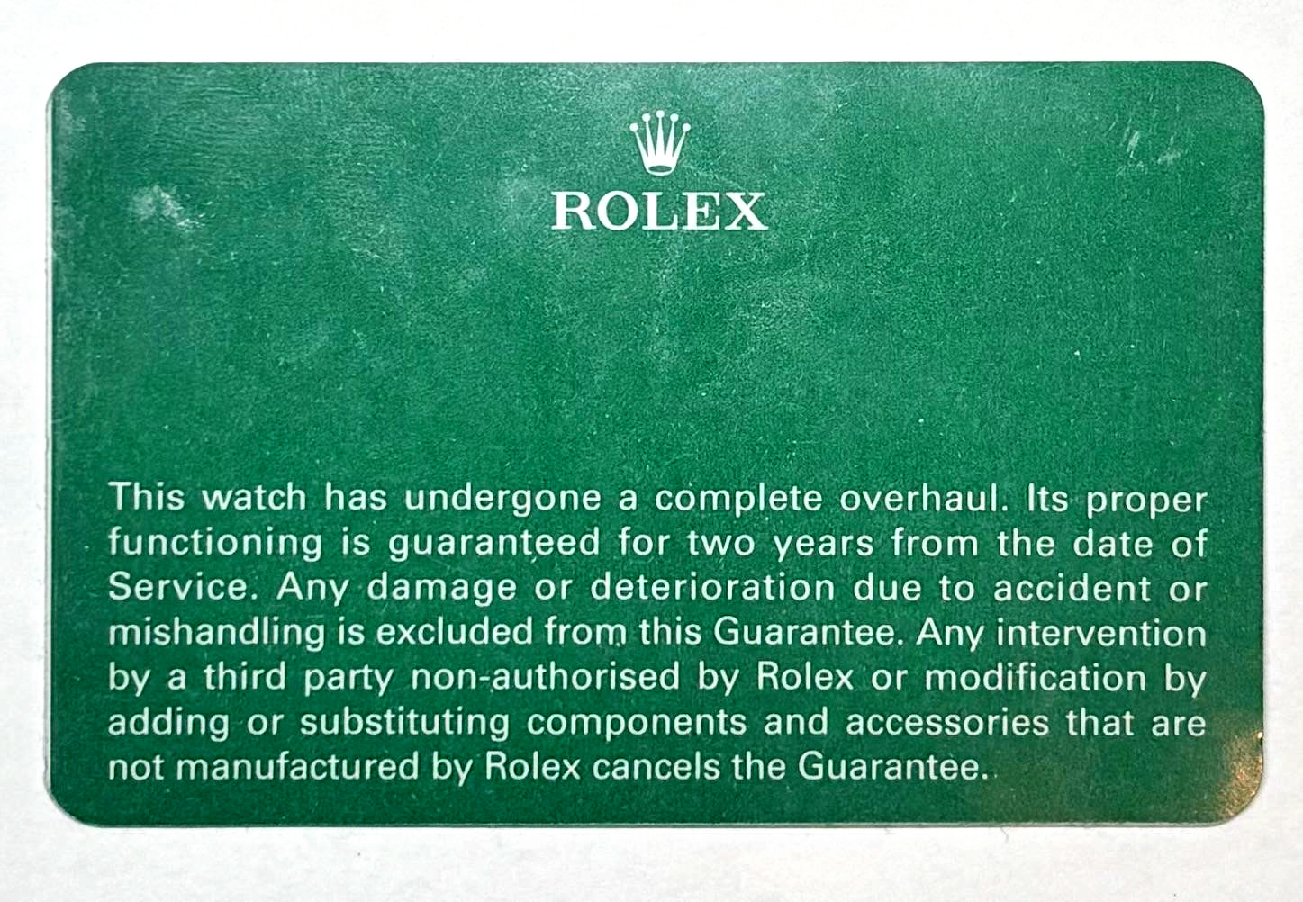 Rolex 116710LN GMT-Master II 2-Yr Service Warranty Certificate 2020s G Serial