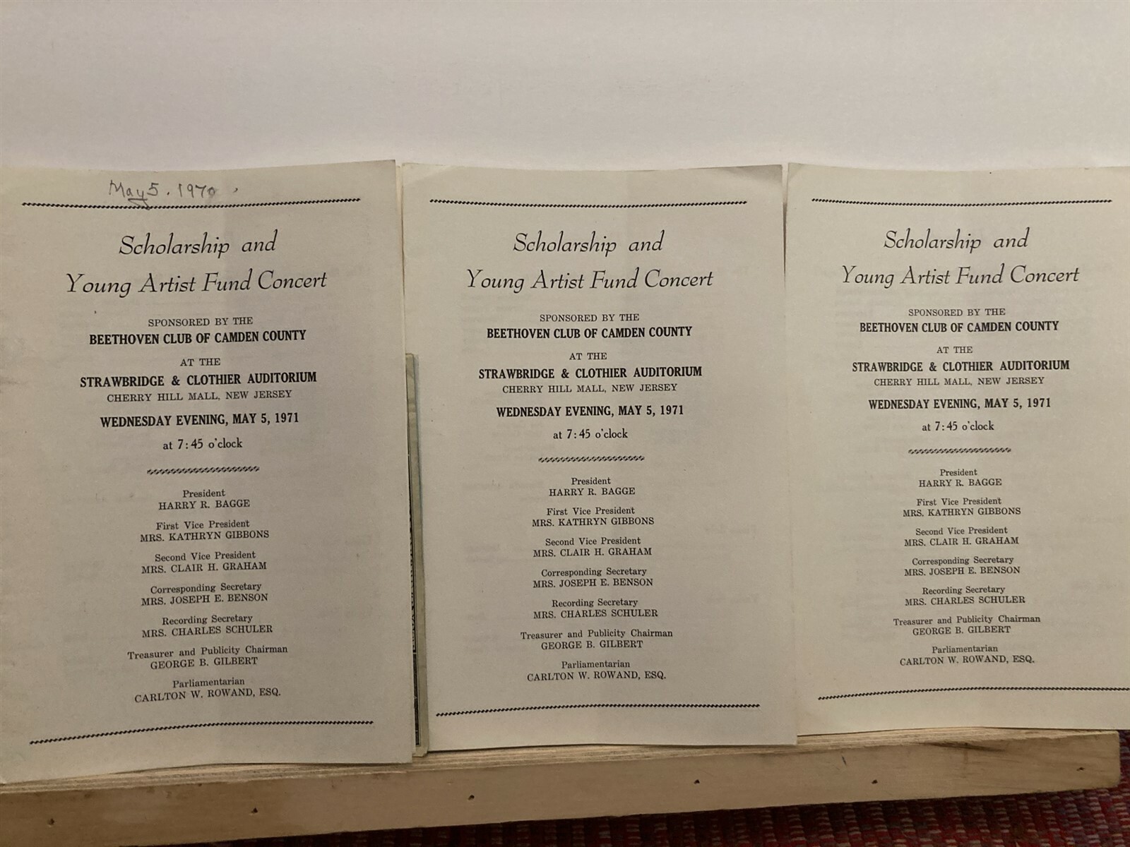 1971 Beethoven Club of Camden Cherry Hill Mall Concert Program New Jersey NJ Vtg