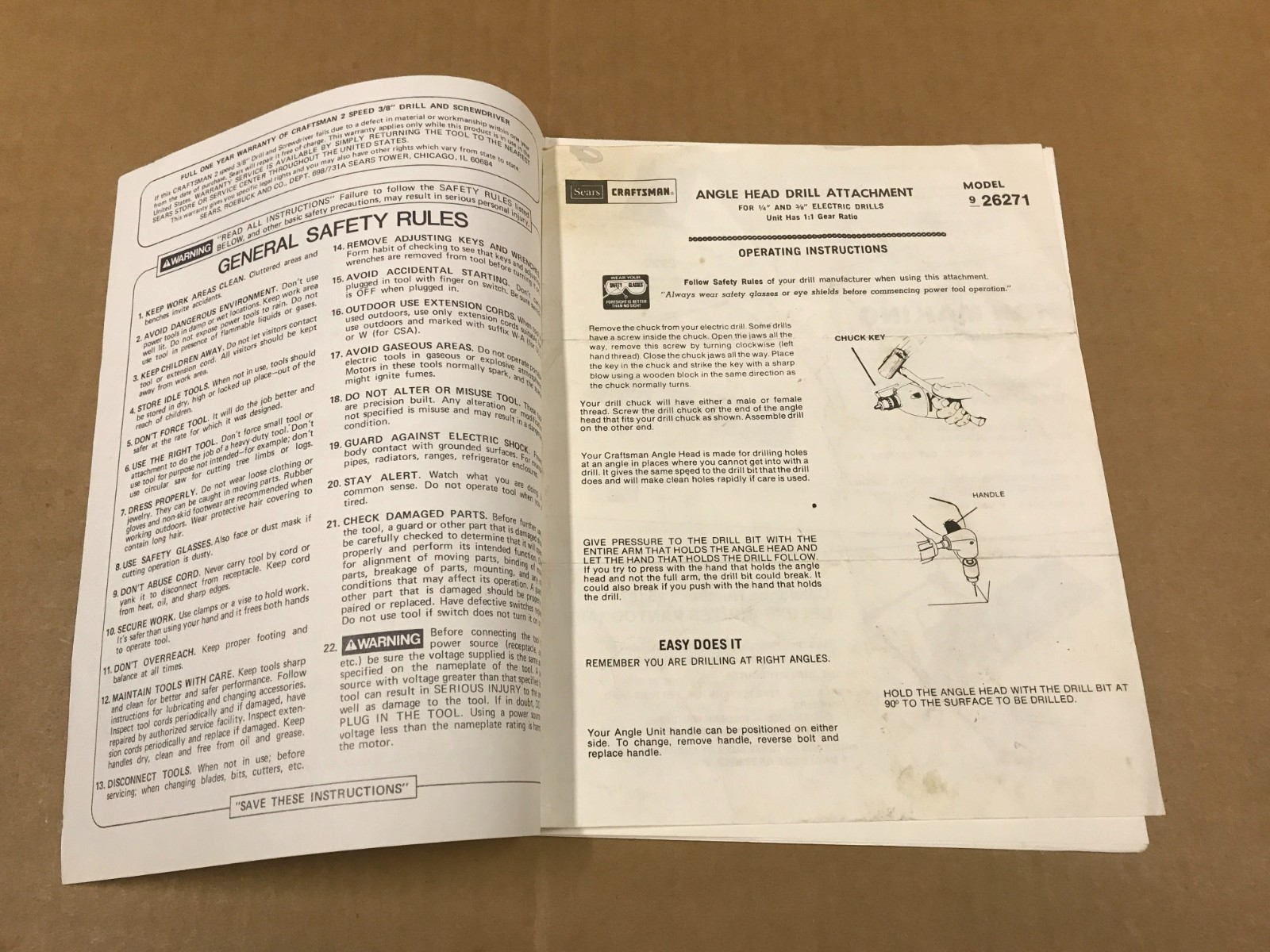 Vintage Sears Craftsman 2-Speed Cordless 3/8″ Drill & Screwdriver Owner’s Manual